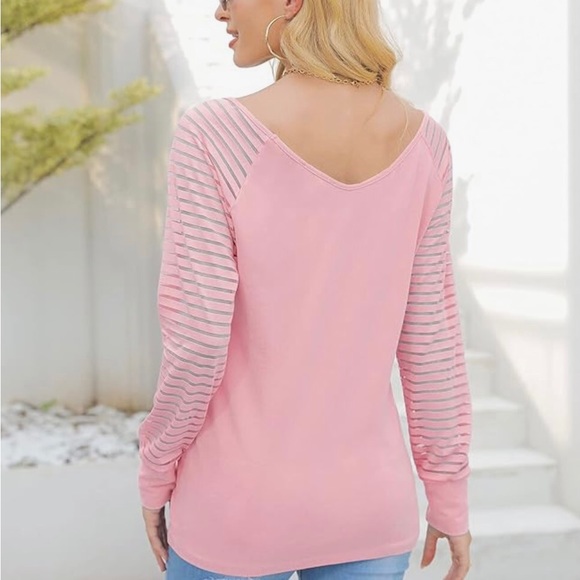 NEW ! Aisew Soft Pink Long Sleeve Top - Size Medium - Picture 2 of 12